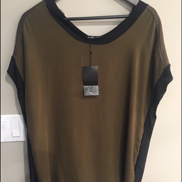 Zara Tops - Zara W/B Collection olive & Black shirt